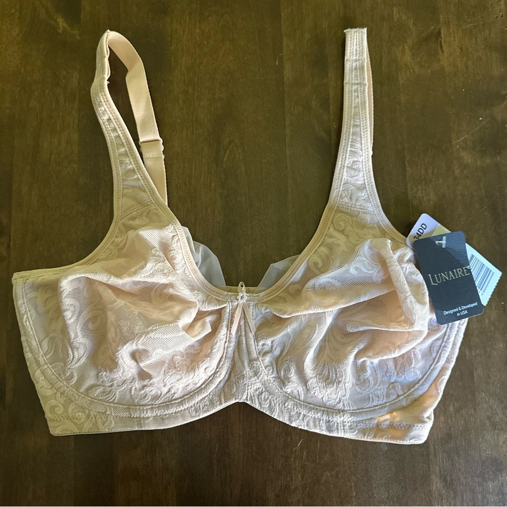NEW Lunaire Bra 34DD Ribbon Pink Lace‎ Sexy Underwire Floral Everyday 💕